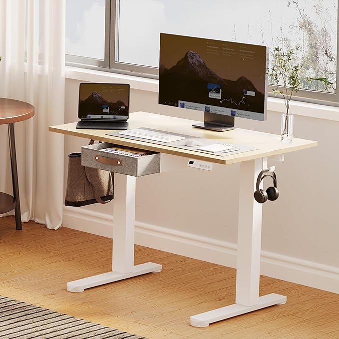Seang Standing Desk with Drawer, 3 Memory Height Settings with Cable Grommets & - Image 2
