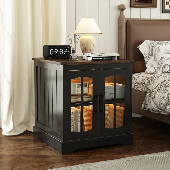 ChooChoo Rustic End Table, Square Bedside Table - Image 7
