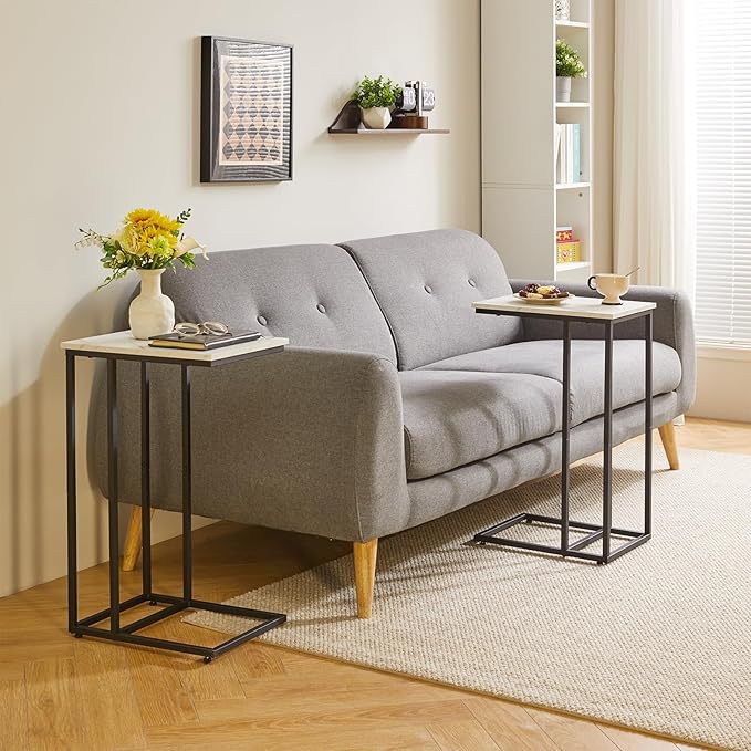 Side Table Small End Table C Shaped, Slide Under Laptop Desk - Image 4