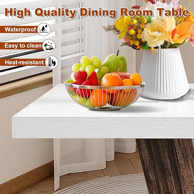 47 Inch Dining Table for 4, Farmhouse Dinner Table Wooden Kitchen Tables - Image 4