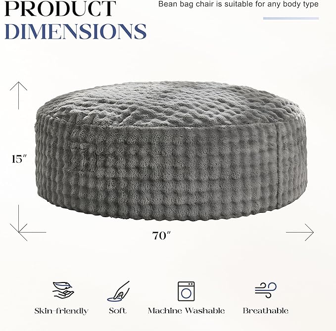 Hobestluk Bean Bag Chairs 6ft Beanbag Chair - Image 2