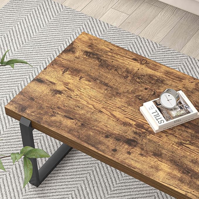 EXCEFUR Modern Coffee Table, Industrial Wood and Metal Center Table, Cocktail - Image 5