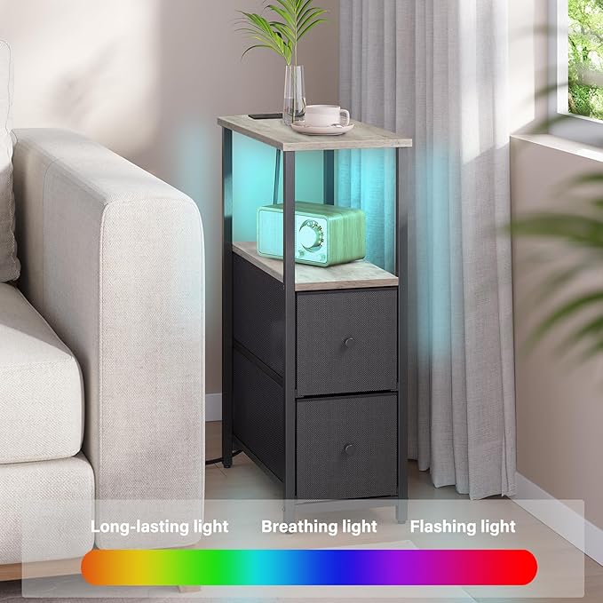 TUTOTAK Small Narrow LED End Table - Image 4