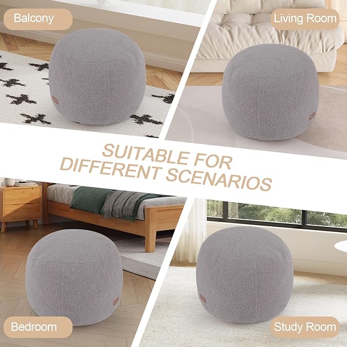 MeMoreCool Stuffed Round Pouf Ottoman Foot Rest, Floor Pouf Foot Stool - Image 7