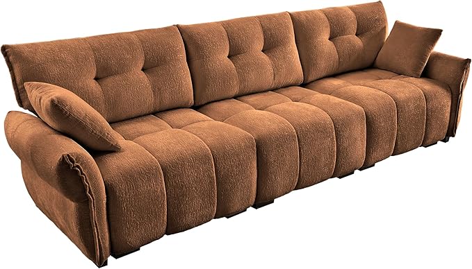 Modern Chenille Fabric 3-Seat Sofa w/ 2 Pillows, Premium Upholstery Living Room - Image 5