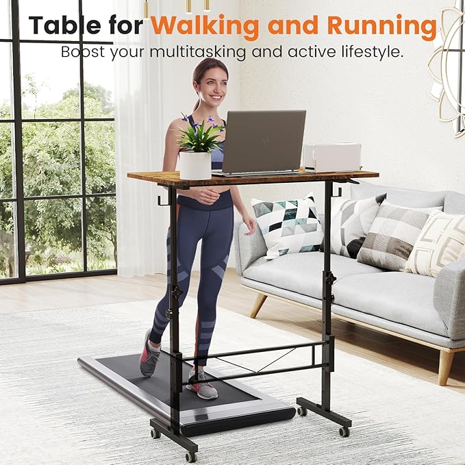 Hadulcet Small Standing Desk Adjustable Height, Rolling Desk - Image 3