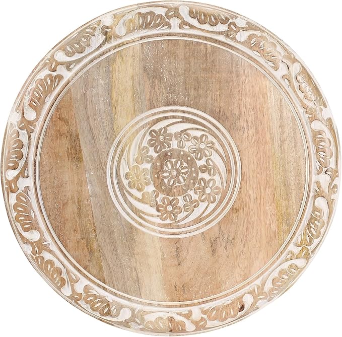 The Wooden Town Carved Wood Round End Table – 18" Accent Side Table - Image 10