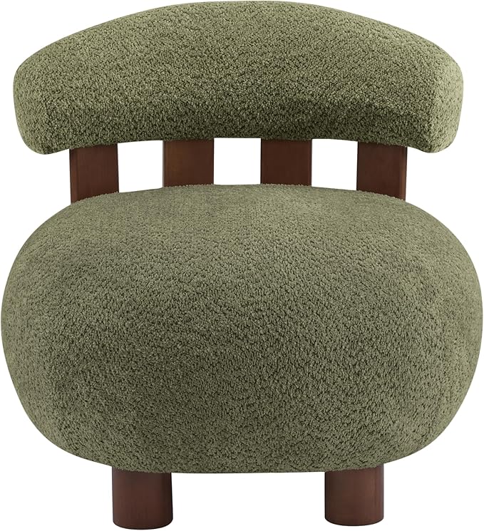 Christopher Knight Home Elvina Boucle Fabric Accent Chair, Solid Wood Single - Image 4