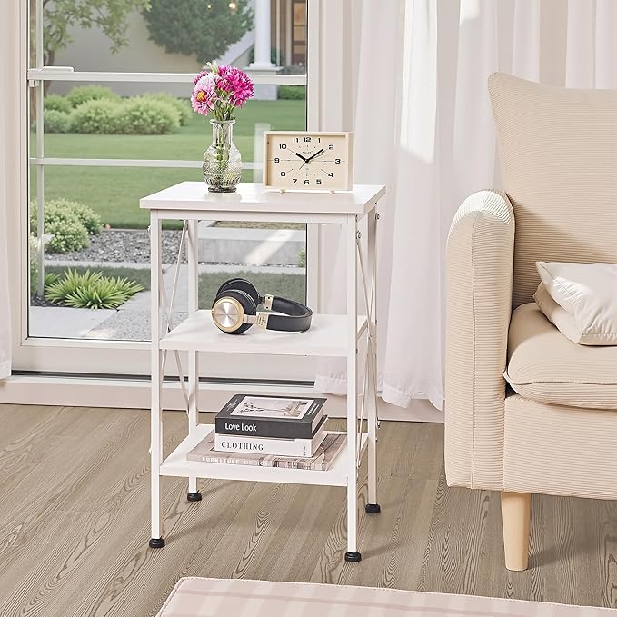 VECELO End Table Set of 2, Bedside Table, X-Design Reinforced Nightstands - Image 3