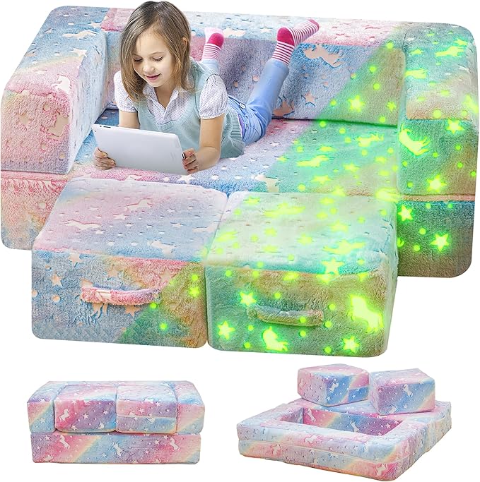 Lamerge Toddler Couch Glow in The Dark Toddler Fold Out Couch by LAMERGE-GROWWITHLOVE