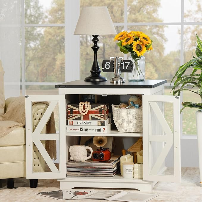 Farmhouse End Table, Rustic Square Sofa Beside Table - Image 9
