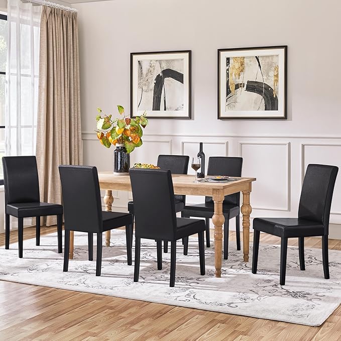 Yaheetech Dining Chairs Set of 6 Faux Leather Modern Dining Room Chairs - Image 8