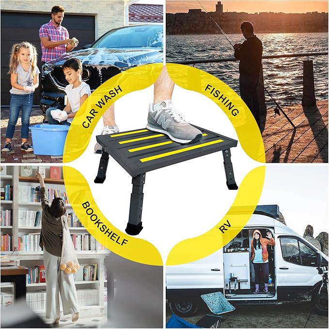 Adjustable Height Aluminum RV Step, Stable Foldable Platform Step Stool - Image 7