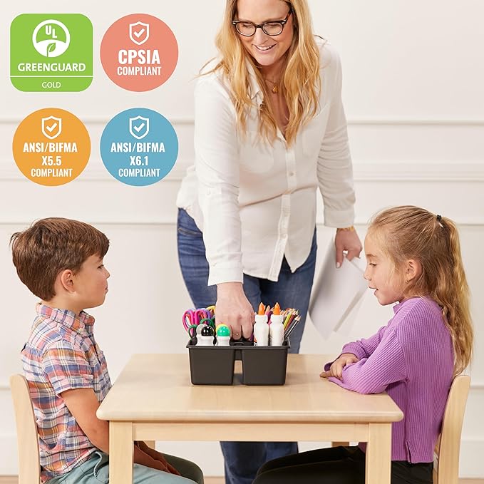 ECR4Kids 24in x 36in Rectangular Hardwood Table and Chair Set, 12in Seat Height - Image 6