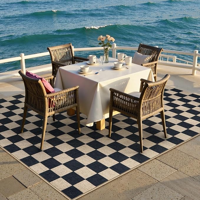 Lahome Checkered Easy Jute Outdoor Rug, 5x7 Farmhouse Rugs - Image 7