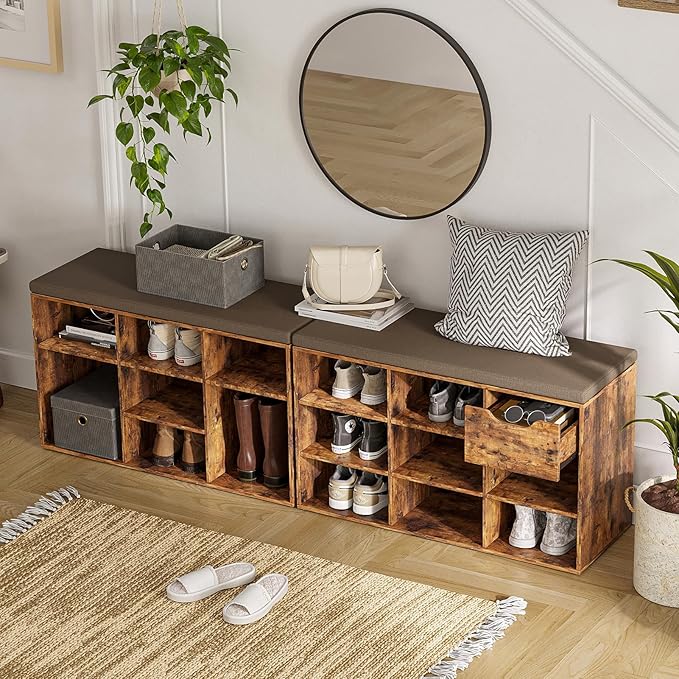 DINZI LVJ Shoe Bench, Entryway Storage Bench - Image 2