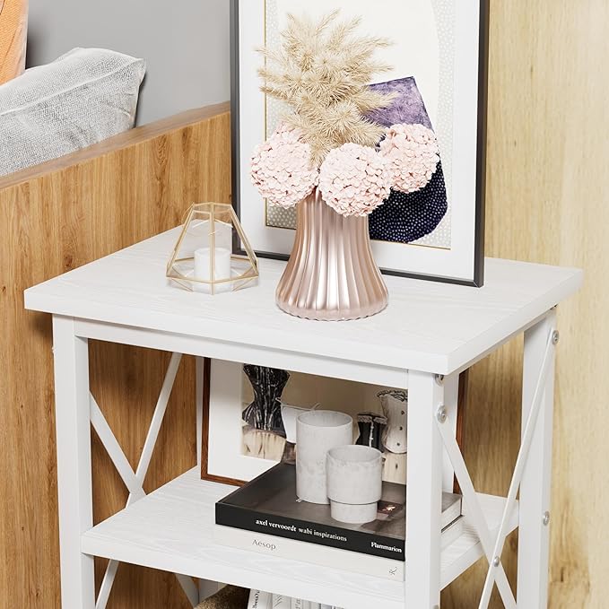 VECELO Modern Nightstands X-Design Side End Table Night Stand - Image 7