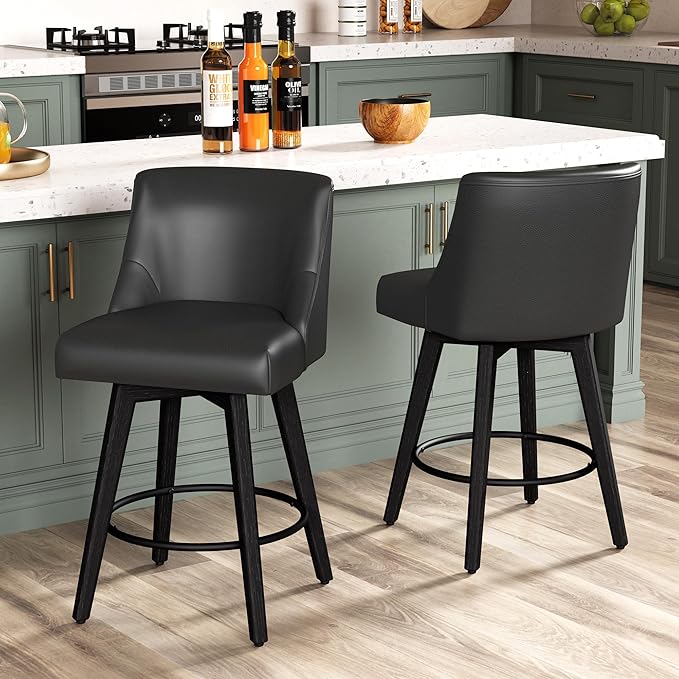 Counter Height Bar Stools Set of 4, Modern Swivel Barstools - Image 9