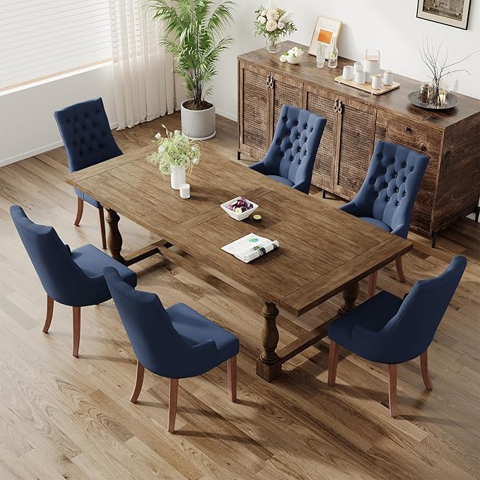 COLAMY Wingback Upholstered Dining Chairs Set of 4, Fabric Dining Room Chairs - Image 8
