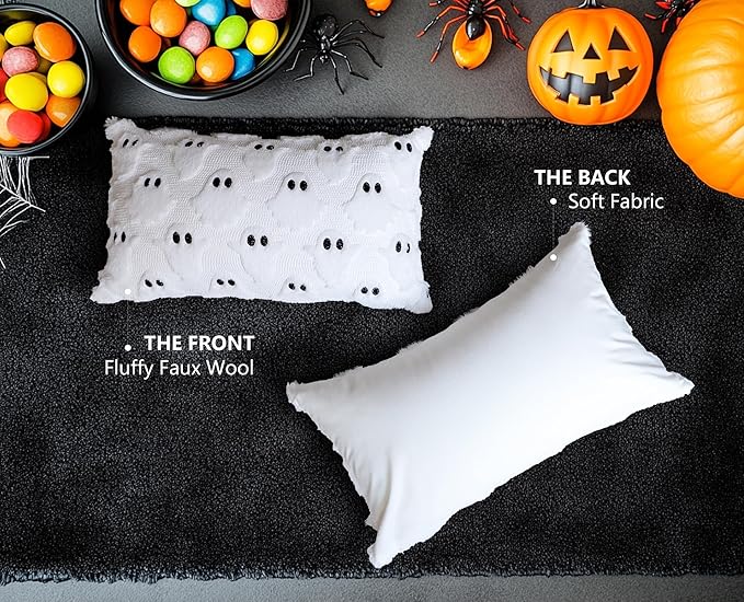 4TH Emotion Halloween Ghost Decorative Lumbar Pillow Covers 12x20 Set of 2 - Image 5