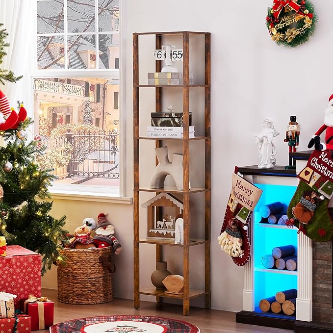 66in Tall Bookshelf 6-Tier Small Narrow Bookcase, Skinny Book Shelf - Image 3