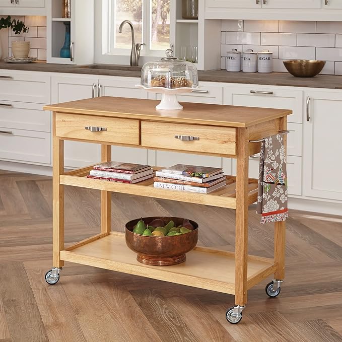 Homestyles General Line Natural Mobile Kitchen Cart - Image 2
