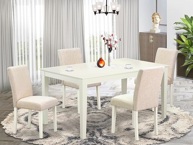 East West Furniture CAAB5-LWH-02 5 Piece Modern Dining Table Set Includes a - Image 2