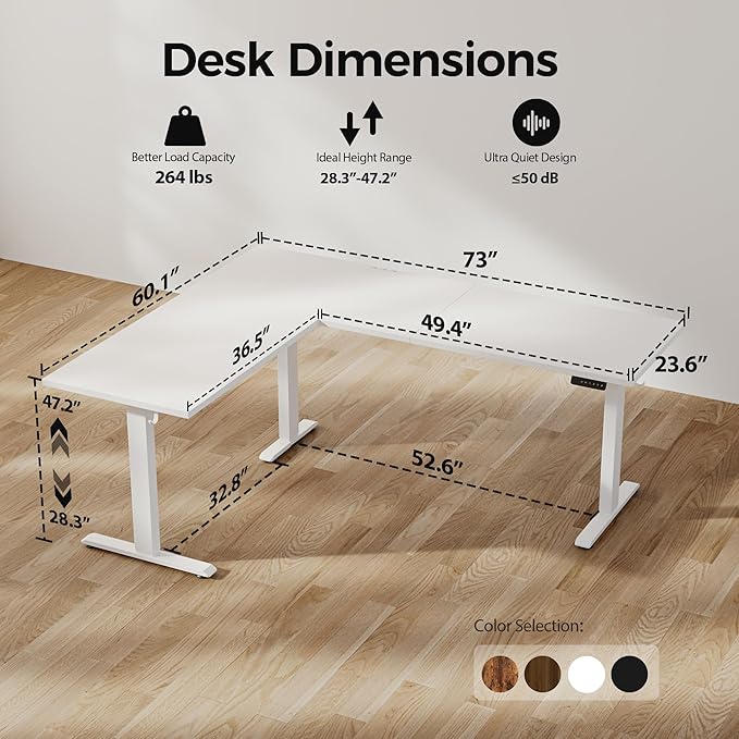 Agilestic Triple Motors 73" x 60" L Shaped Standing Desk, Electric Standing - Image 3