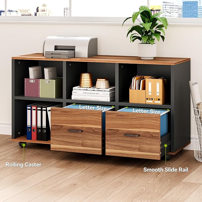 LITTLE TREE 63" Office Desk and 47" File Drawer Cabinet, Large Computer Desk - Image 5