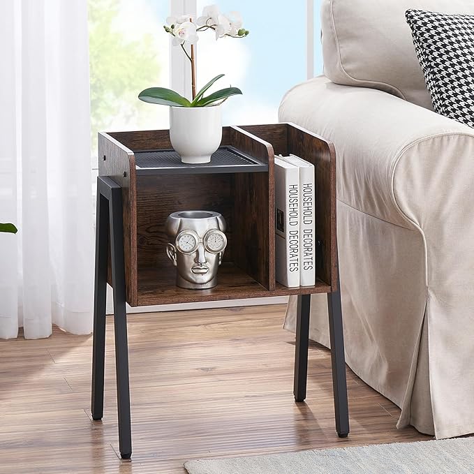 VECELO Nightstand Set of 2, Industrial End Table, Bedside Table - Image 2