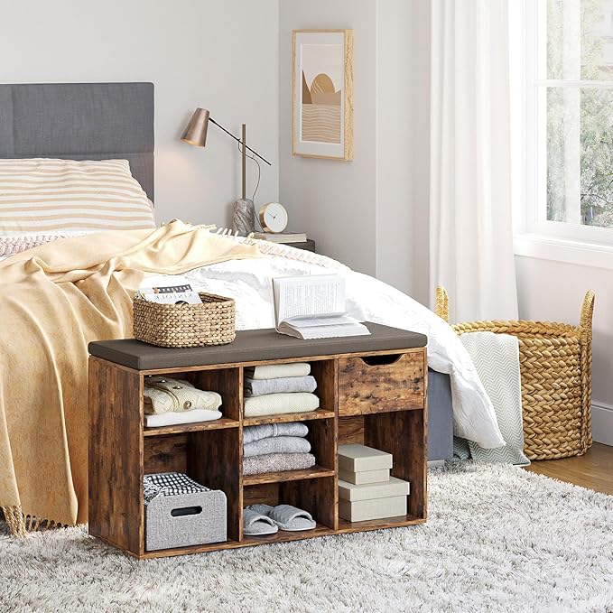 DINZI LVJ Shoe Bench, Entryway Storage Bench - Image 7
