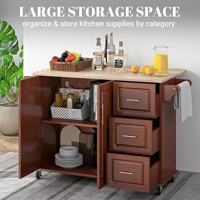 Rovibek 53" Kitchen Island on Wheels - Image 3