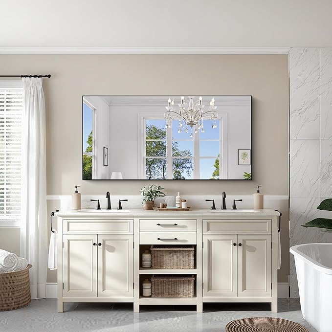 KOCUUY Bathroom Mirror, 30x60 Large Black Mirrors - Image 8