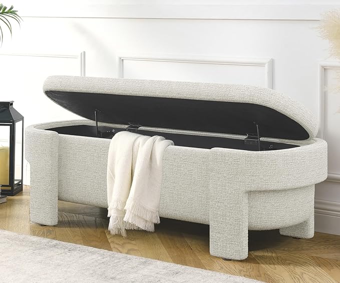 KEIKI 51" Linen Ottoman Bench by Unknown