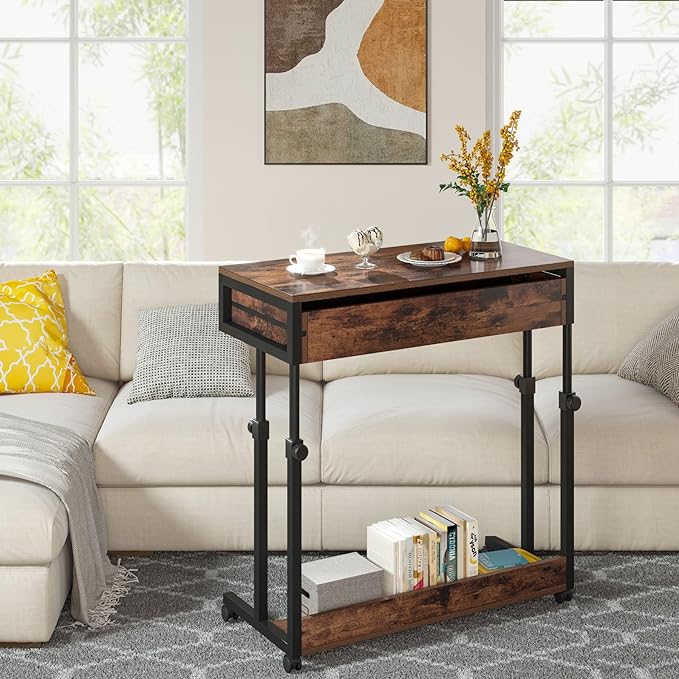 Tribesigns Portable Desk with Drawers, Mobile Laptop Desk with Wheels, Sofa - Image 5
