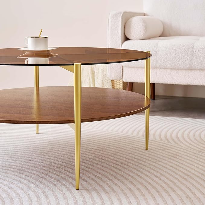 Extra Large Round Coffee Table, Mid-Century Modern Design, D34 x H17 in - Image 8