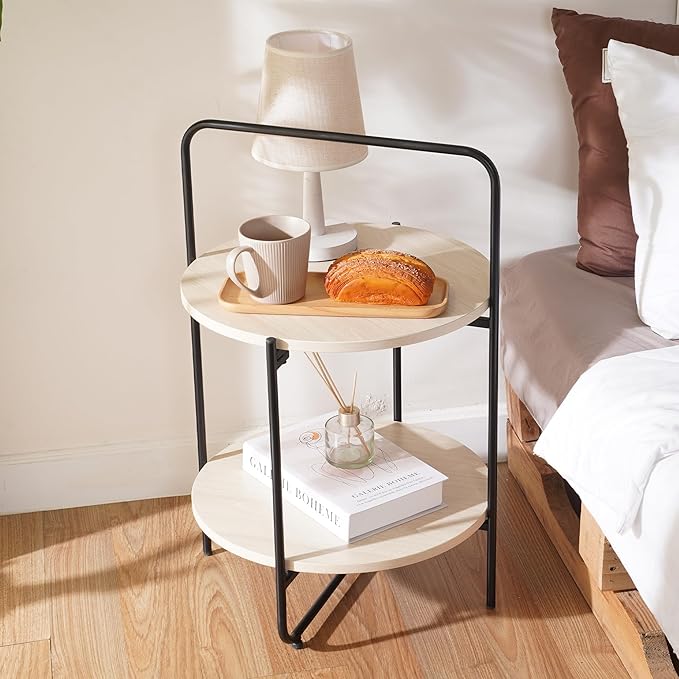 Mijas 2-Tier Side Table, Round End Table, A Stylish and Functional Addition by AVCONNECT