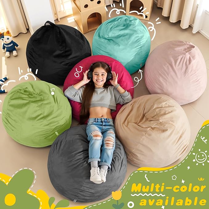 HABUTWAY 2FT Bean Bag Chair, Teardrop Bean Bag Chair Luxurious Velvet Ultra - Image 7