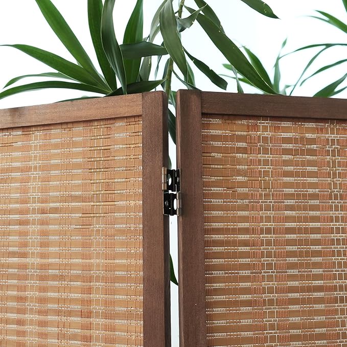3 Panel Room Divider and Folding Screen Room Divider, Bamboo Room Divider Screen - Image 4