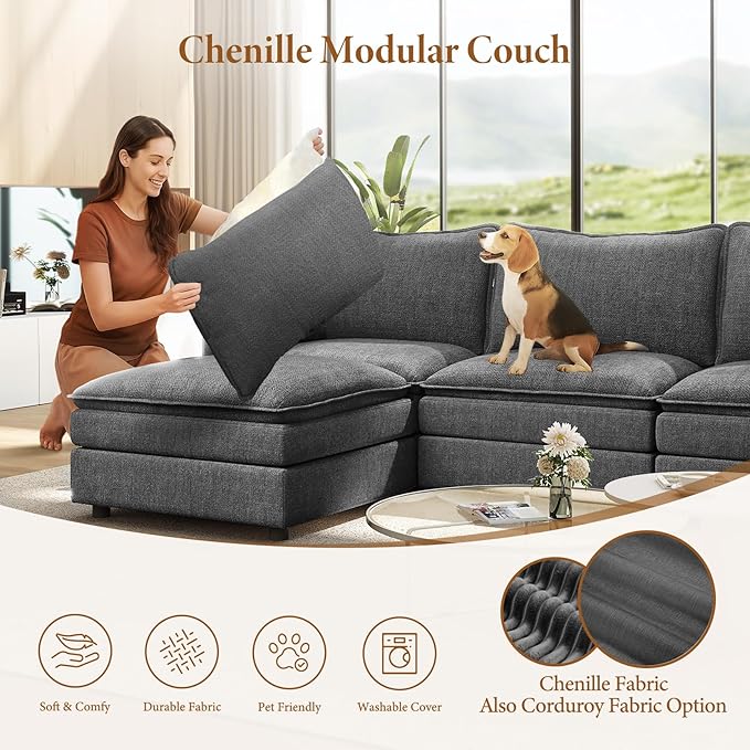 Vesgantti 108" Modular Sectional Sofa, Comfy Cloud Couch - Image 6