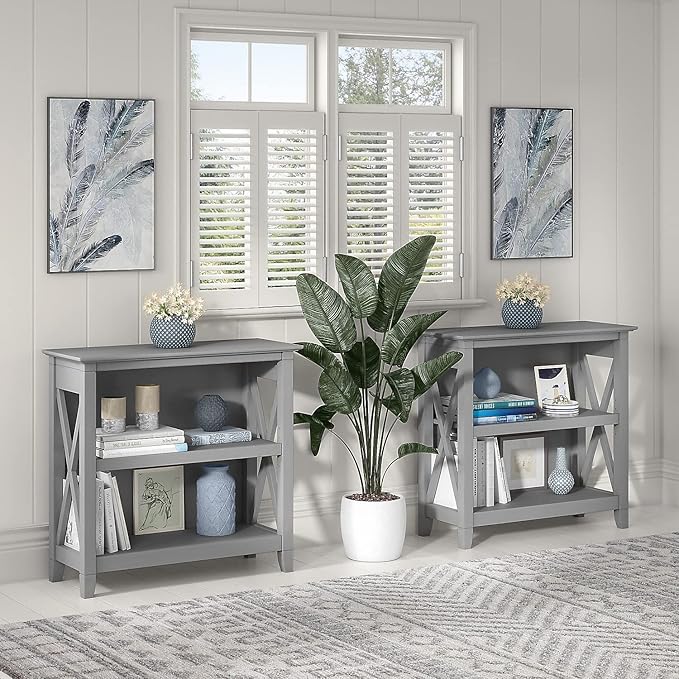 Bush Furniture Key West Small 2 Shelf Bookcase in Cape Cod Gray, Compact Home - Image 6