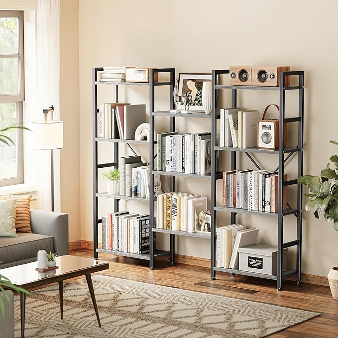 SUPERJARE Triple 4 Tier Bookshelf, Bookcase - Image 2