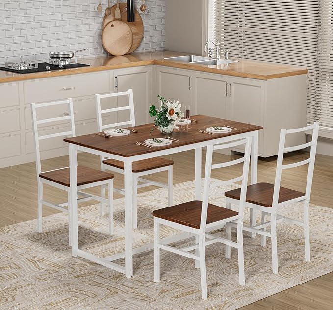 5-Piece Dining Table Set with 4 Chairs, 47.2" Kitchen Table Chairs Set of 4 by Unknown