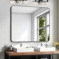 KOCUUY Black Rectangle Mirror, Large Metal Framed Mirror by KOCUUY