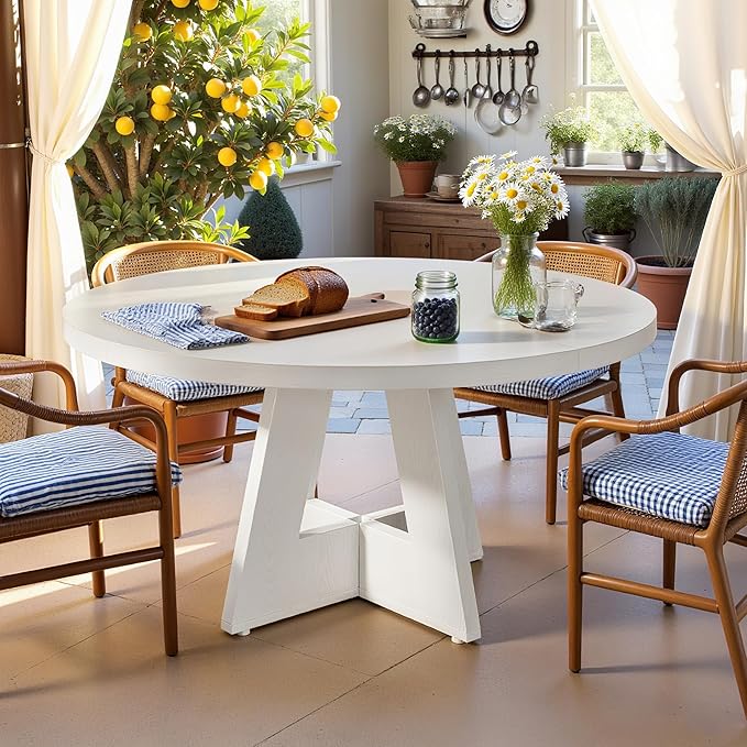 47" Round Dining Table for 4-6, Modern Small Dinner Table Farmhouse Round - Image 9