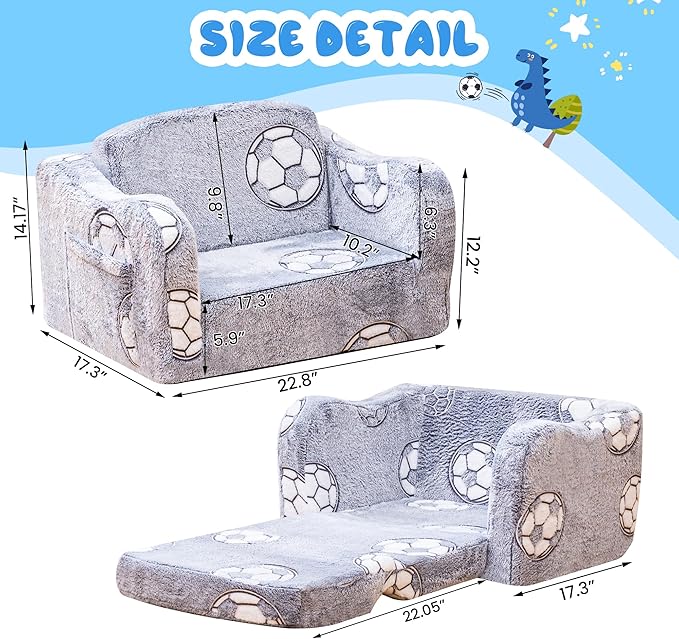 Lamerge 2-in-1 Toddler Couch, Glow in The Dark Baby Floor Bed, Foldable Toddler - Image 2
