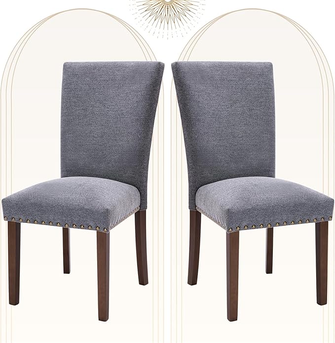 COLAMY Upholstered Parsons Dining Chairs Set of 2, Fabric Dining Room Kitchen by COLAMYINC