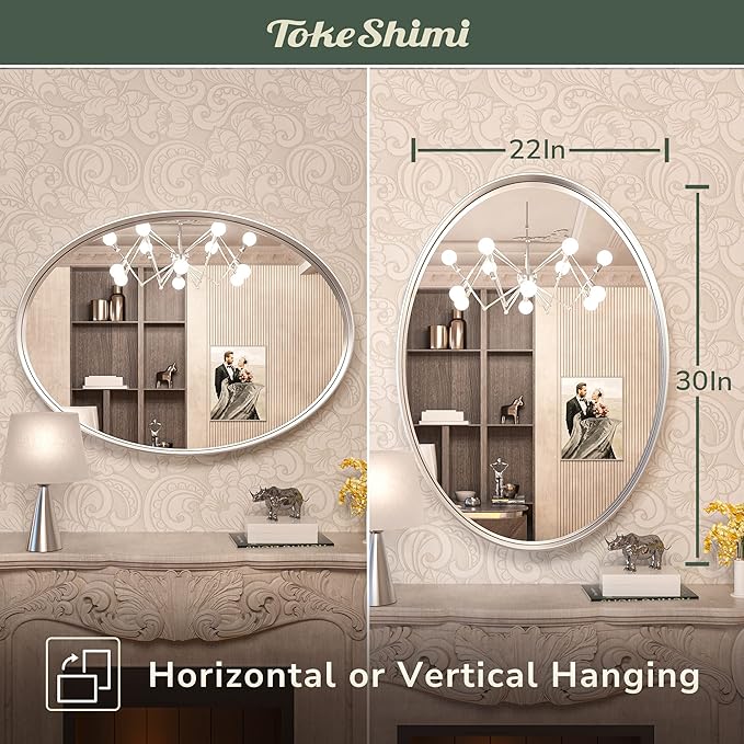 TokeShimi Oval Mirrors for Wall Decor 22x30 Inch - Image 7
