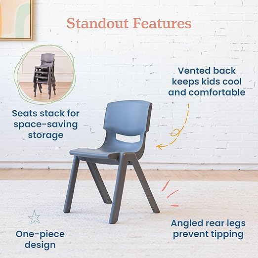 ECR4Kids 14in Plastic School Stack Chair, Children's Furniture - Image 5