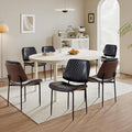 Dining Chairs Set of 6, Upholstered PU Leather Armless Chair, Mid Century by Viroformo